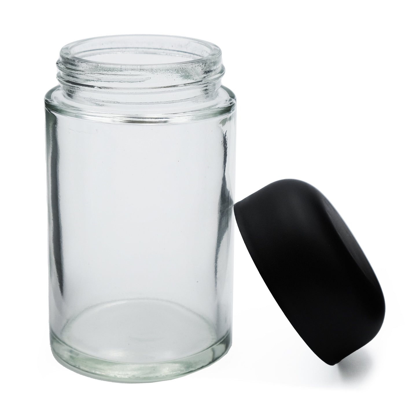 THCR 6oz Clear Glass Jar Child-Resistant Ribbed Flat Cap